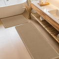 Waffle Bath Mat Set 2 Piece Beige - Soft Absorbent Non Slip Mats