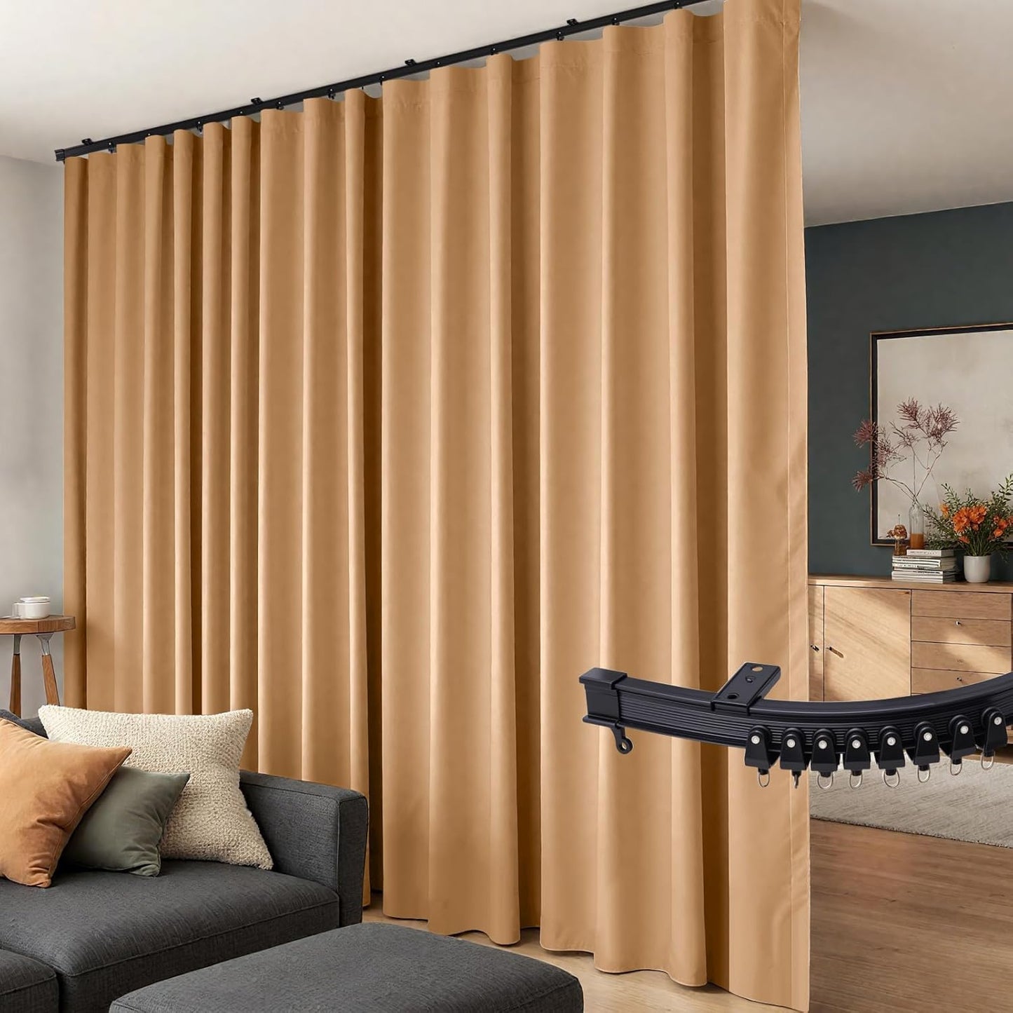 Room Divider Curtains Flexible Ceiling Tracks for Privacy and Light