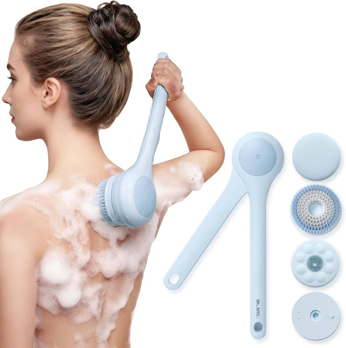Electric Body Brush Back Scrubber for Cleansing and Exfoliating