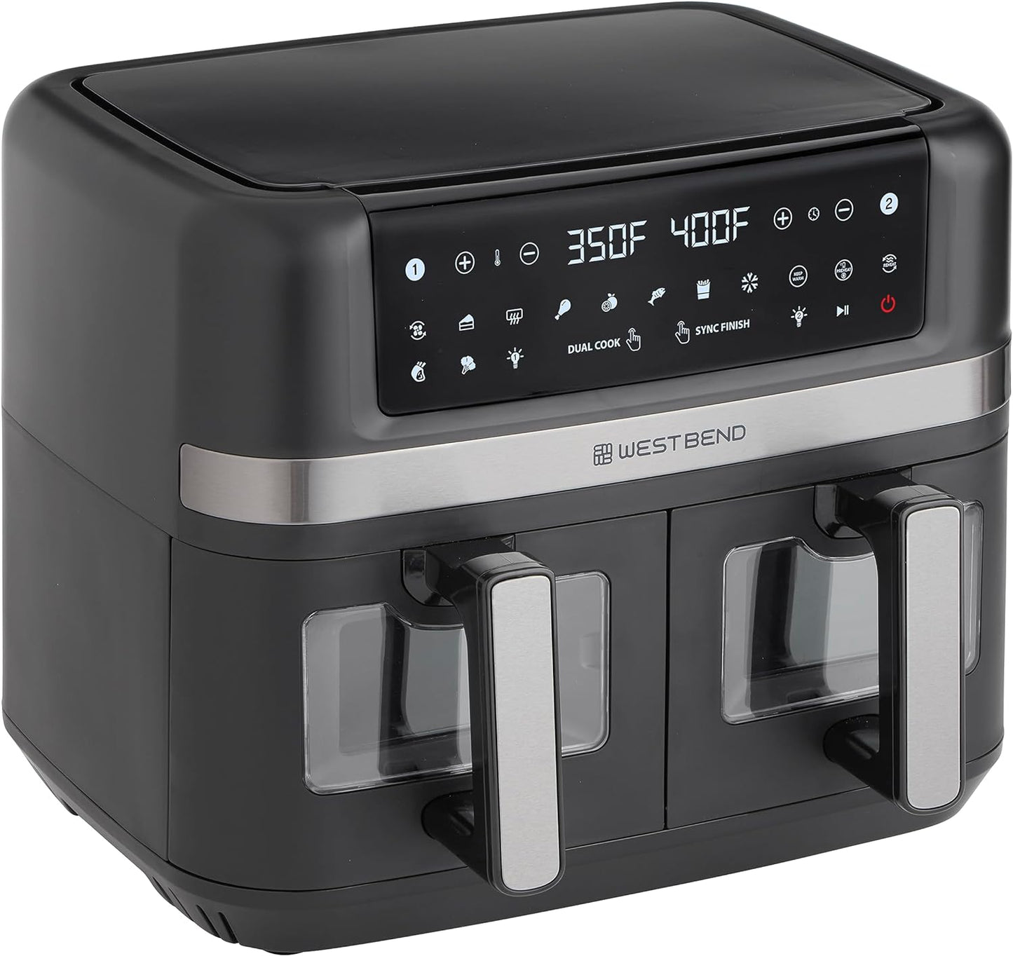 West Bend 10-Qt Dual Air Fryer: 15 Presets, Nonstick Baskets