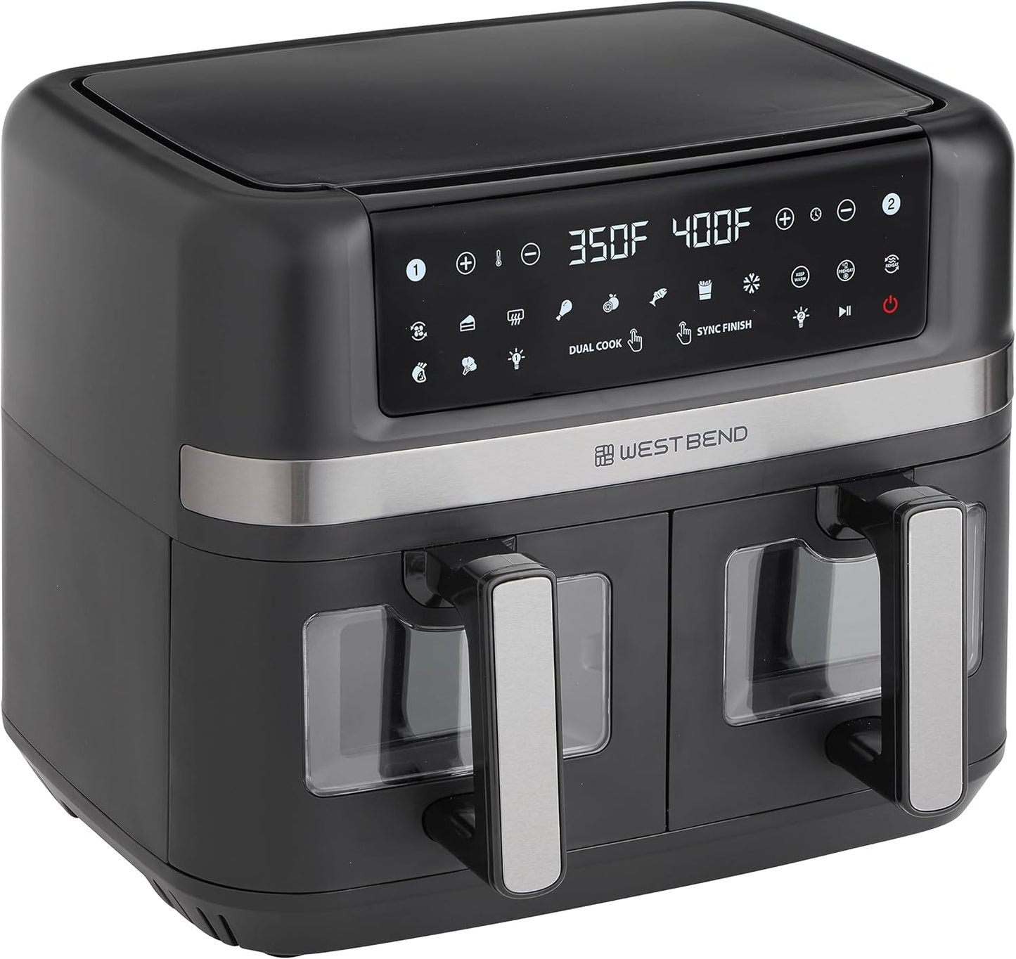 West Bend Double Up Air Fryer with Dual Basket and 15 Presets