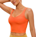 CRZ YOGA Womens V Neck Padded Cropped Tank Top - Soft Butterluxe Fit