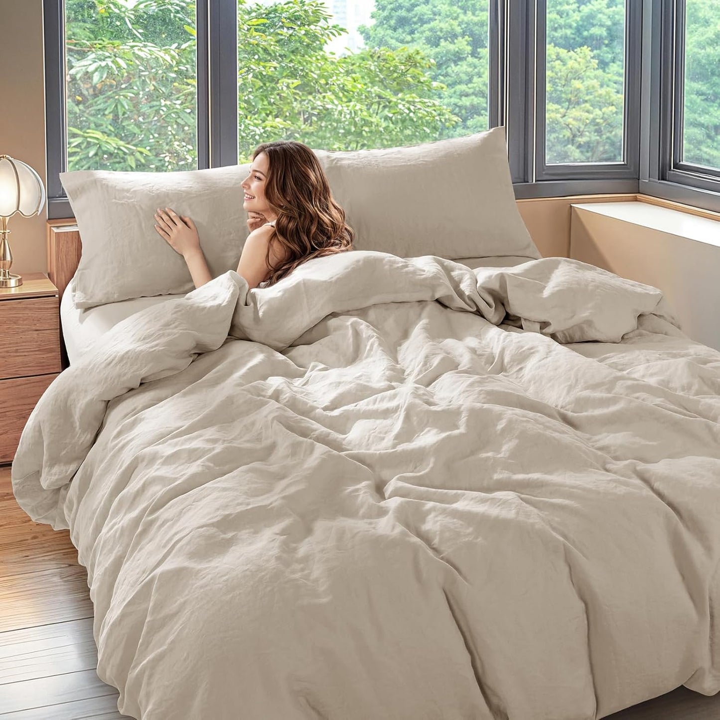 Luxury 100% Linen Queen Duvet Cover Set for Ultimate Comfort