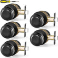 Passage Interior Door Knobs 5 Pack Matte Black - Keyless Set