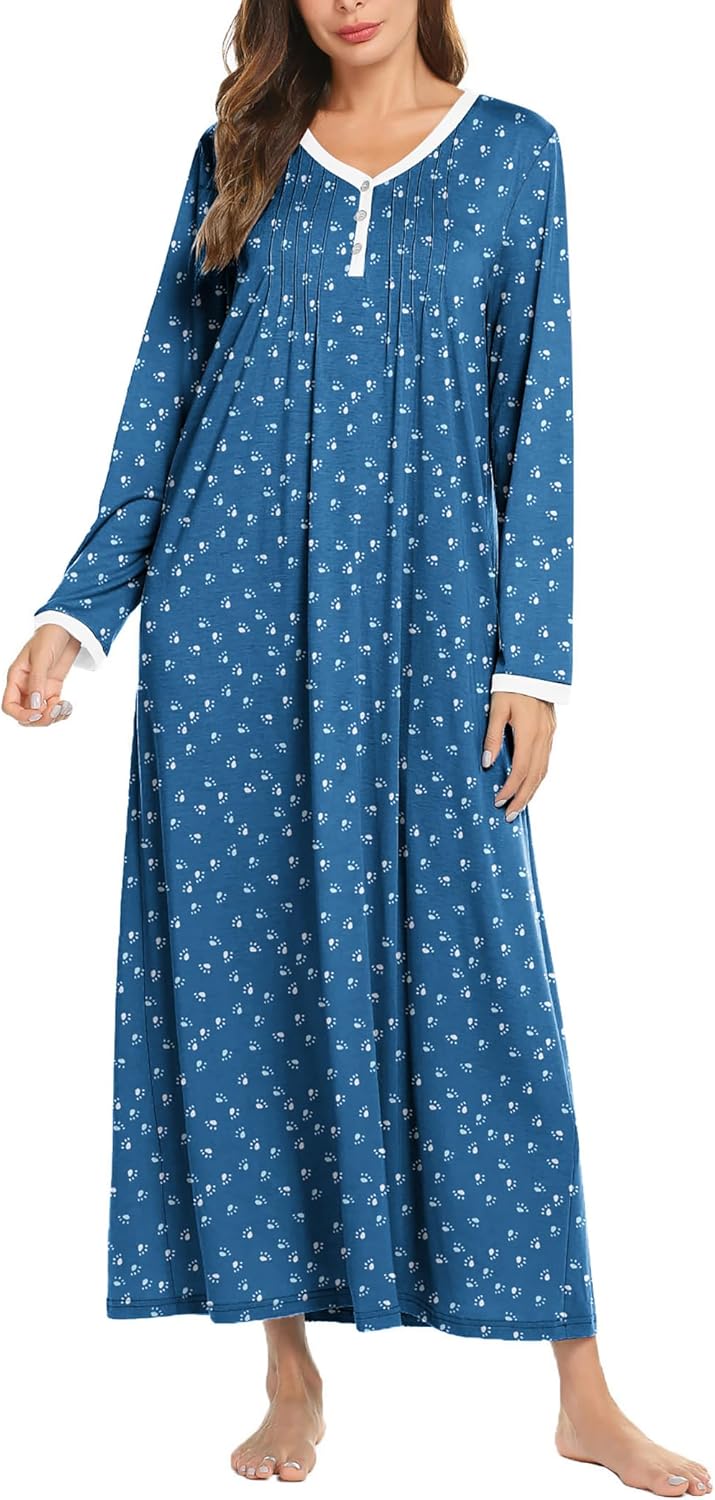 Ekouaer Women's Long Sleeve Nightgown for Comfort and Style