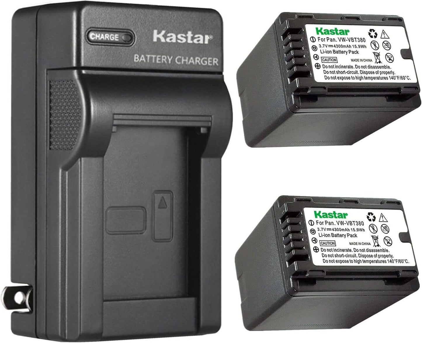 Kastar 2-Pack Battery and AC Wall Charger for Panasonic Camcorders