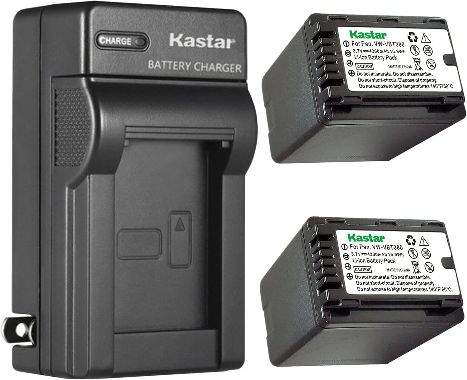 Kastar 2-Pack Battery and AC Wall Charger for Panasonic Camcorders