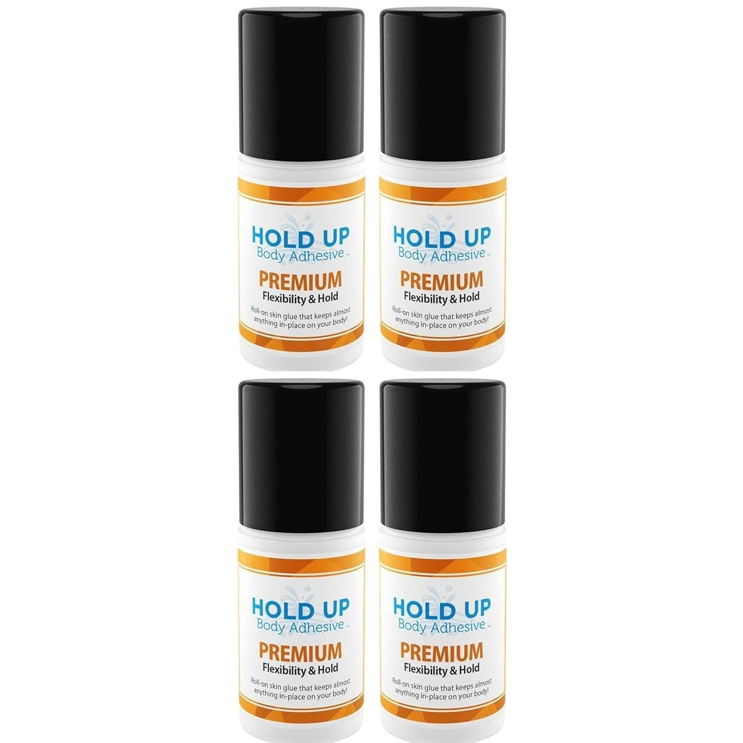 Premium Body Glue for Dancers - Roll On Skin Adhesive 4-Pack