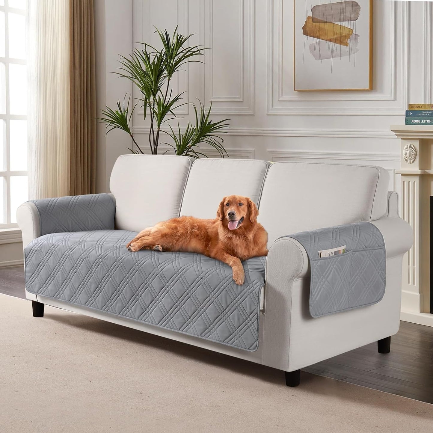 TAOCOCO Waterproof Couch Covers for Pets - Light Gray Sofa Protector