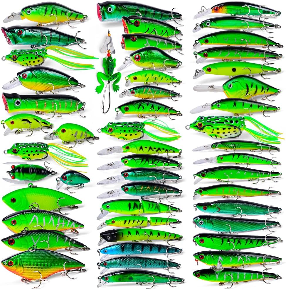 Bass Fishing Lures Kit Set for Topwater Hard Baits and More