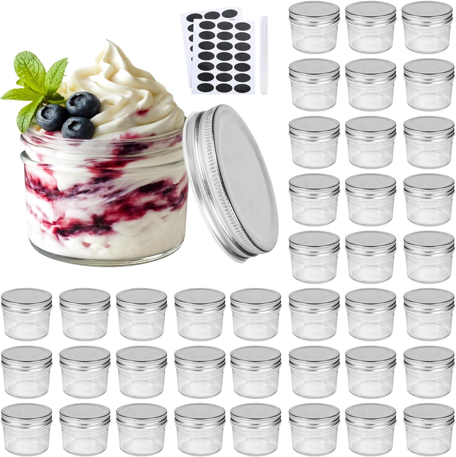 Accguan 4oz Glass Jars With Lids For Honey, Jam, DIY Projects