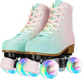 YYW Roller Skates for Girls with Gradient Pink and Green Design