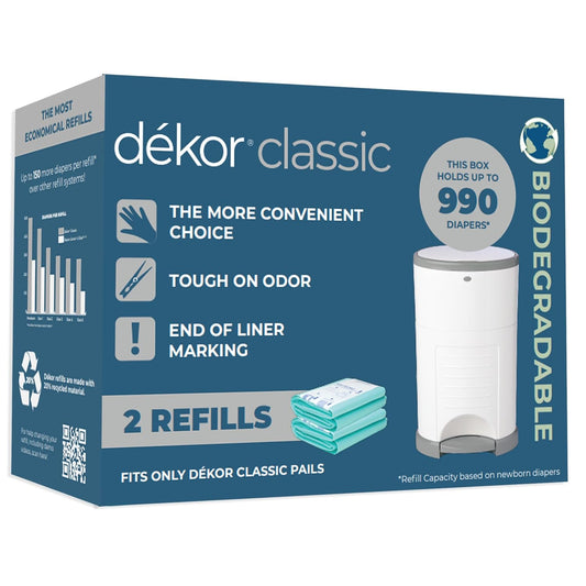 Diaper Dekor Classic Pail Biodegradable Refills for Easy Use