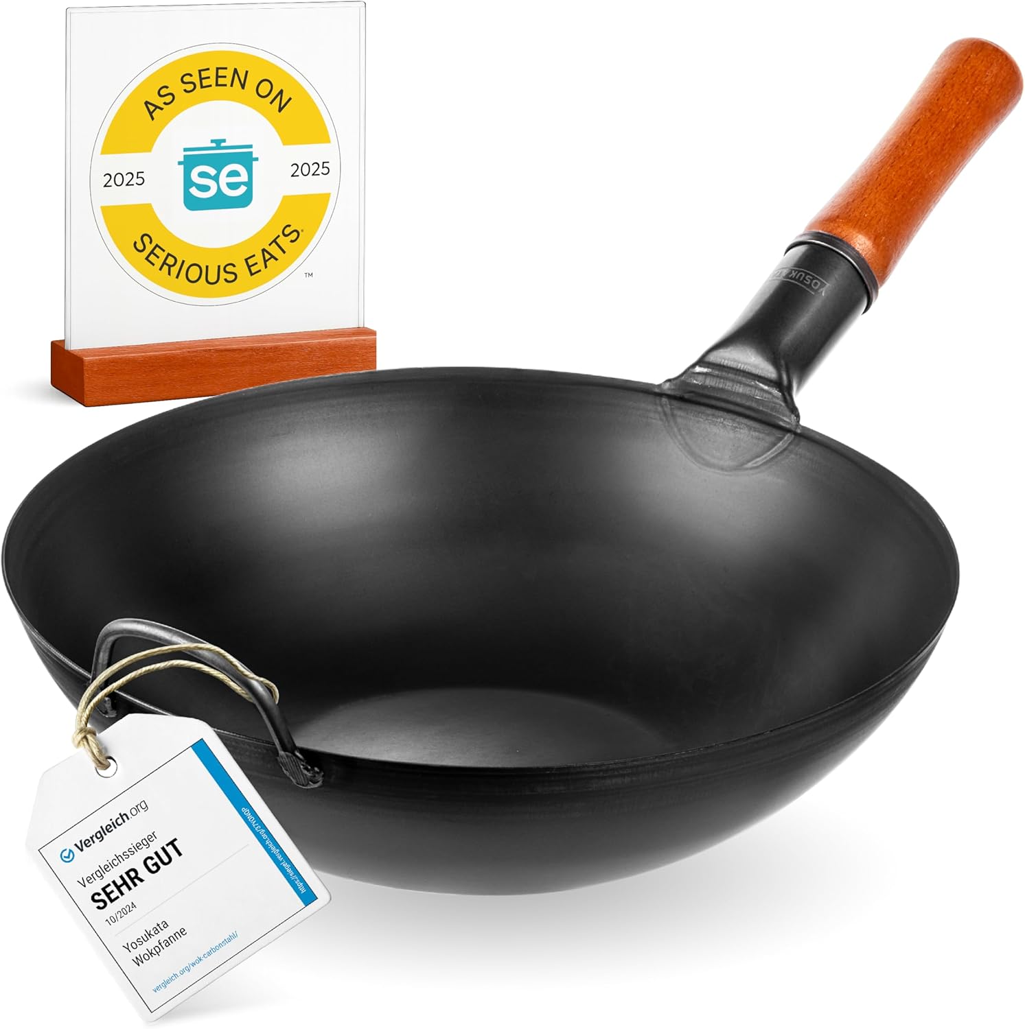 YOSUKATA 13.5 Carbon Steel Wok Pan for Authentic Stir Fry