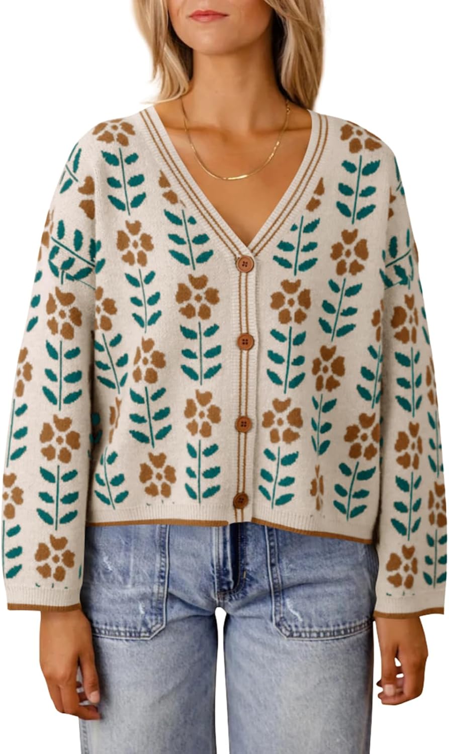 Saodimallsu Womens Floral Print Cardigan for Stylish Comfort