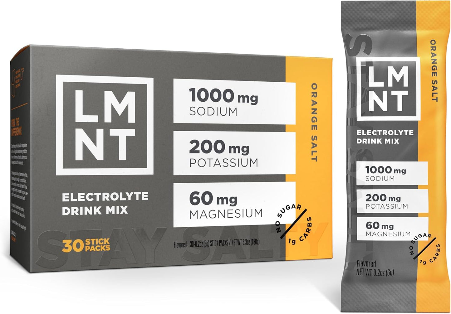 LMNT Zero Sugar Electrolytes Drink Mix - Orange Salt 30-Count