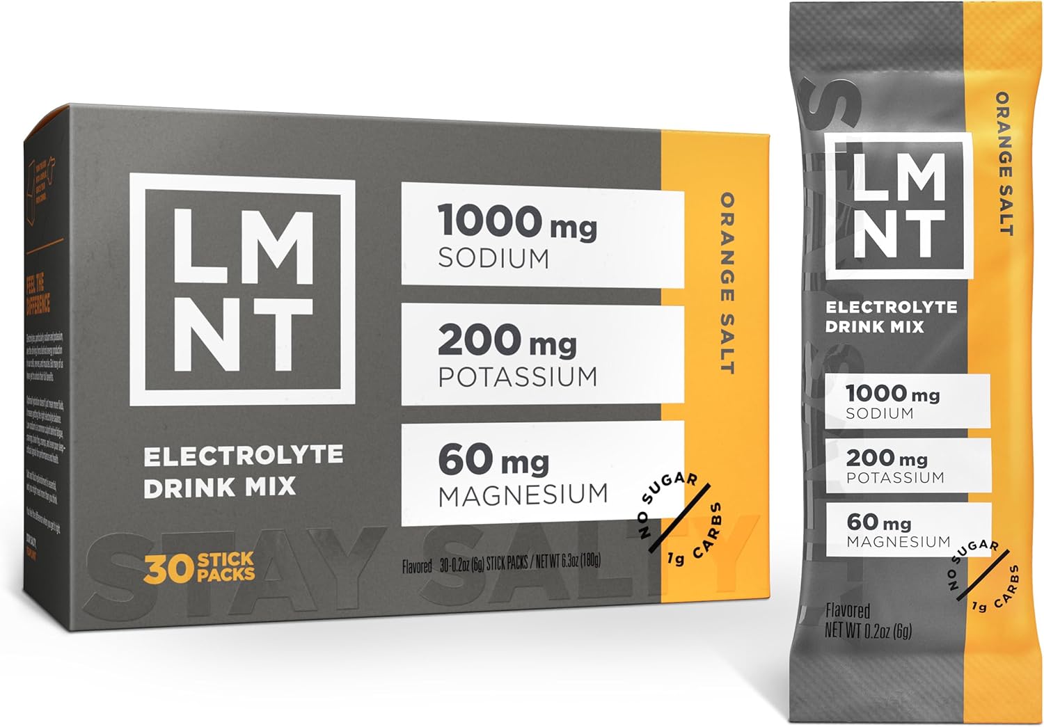 LMNT Zero Sugar Electrolytes Drink Mix - Orange Salt 30-Count