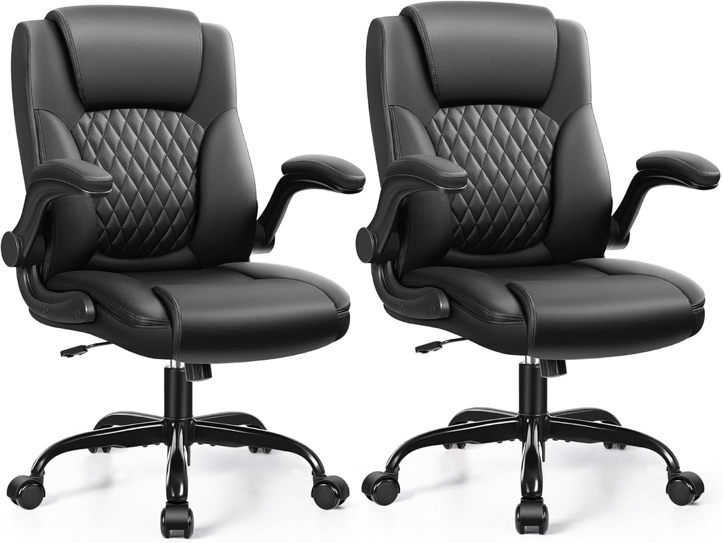 Leather Office Chair with Ergonomic Back Support for Comfort