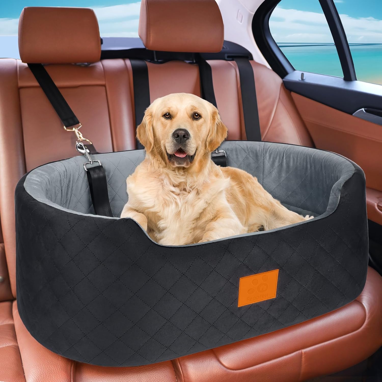 Dog Car Seat for Medium Dogs Up to 50 lbs - Travel Booster Seat