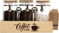 Glass Coffee Canister Set with Shelf & Spoons - Airtight Storage