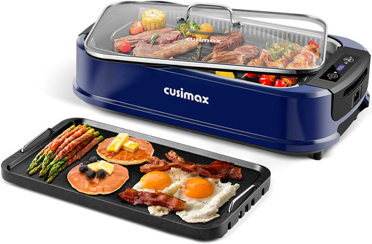 Smokeless Grill CUSIMAX 1500W Indoor Electric BBQ Grill Griddle