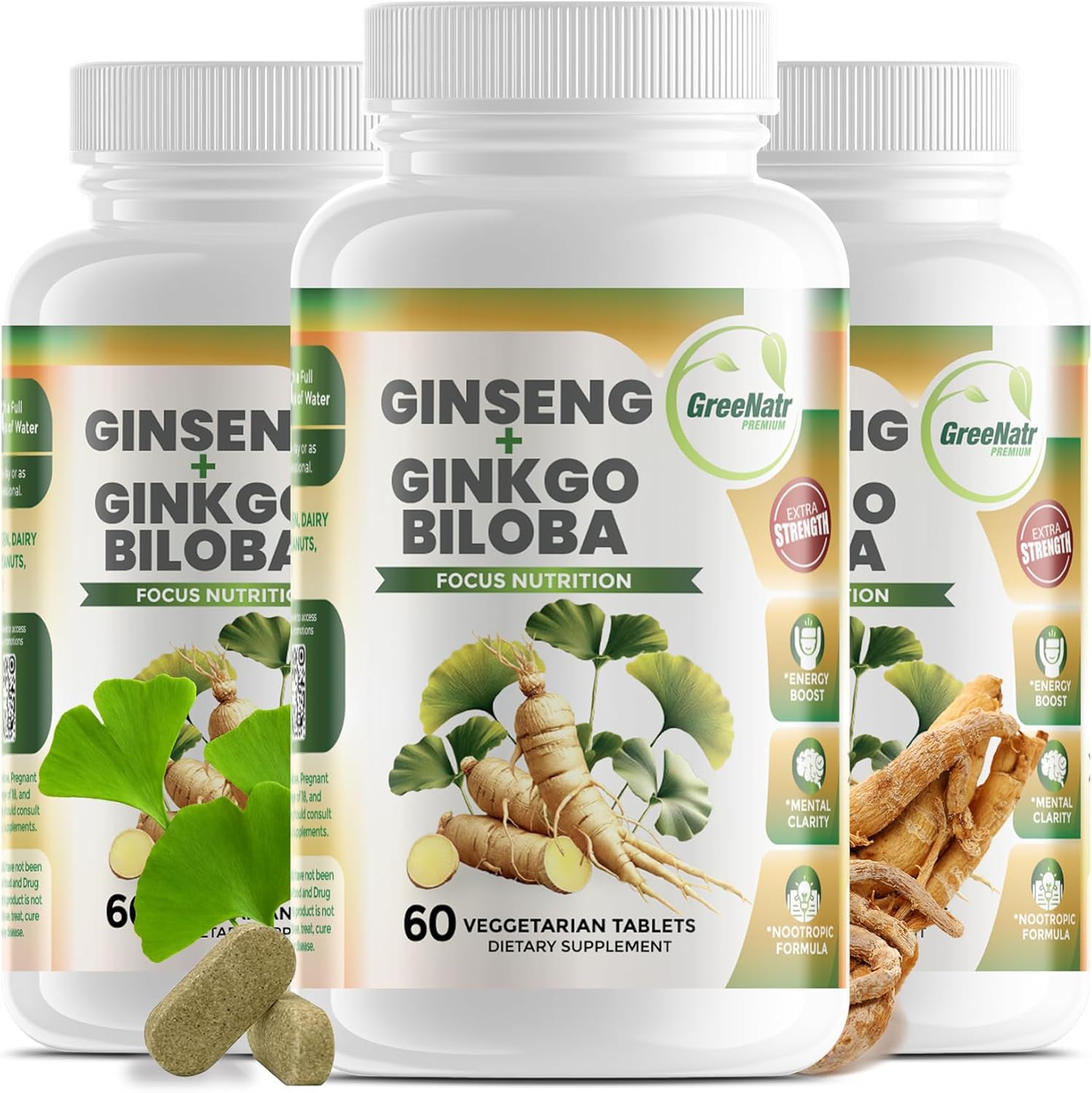 Ginkgo Biloba & Panax Ginseng Supplement for Memory and Focus