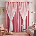 Star Curtains Double Layer Blackout Curtains for Bedroom Kids - 63 in
