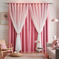 Star Blackout Curtains 2 Panel Set 84 in - Pink Kids Room