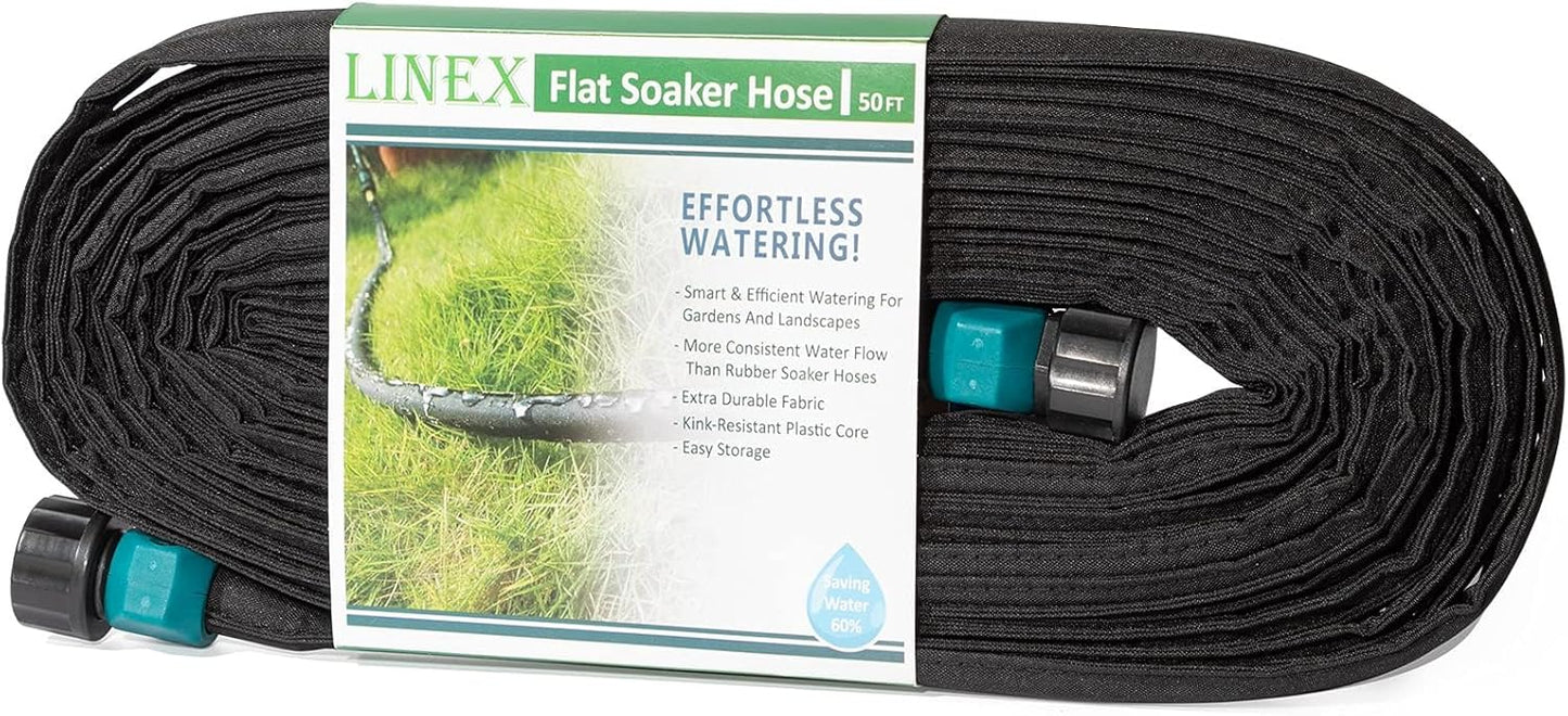 LINEX Flat Soaker Hose 50 ft for Efficient Garden Irrigation
