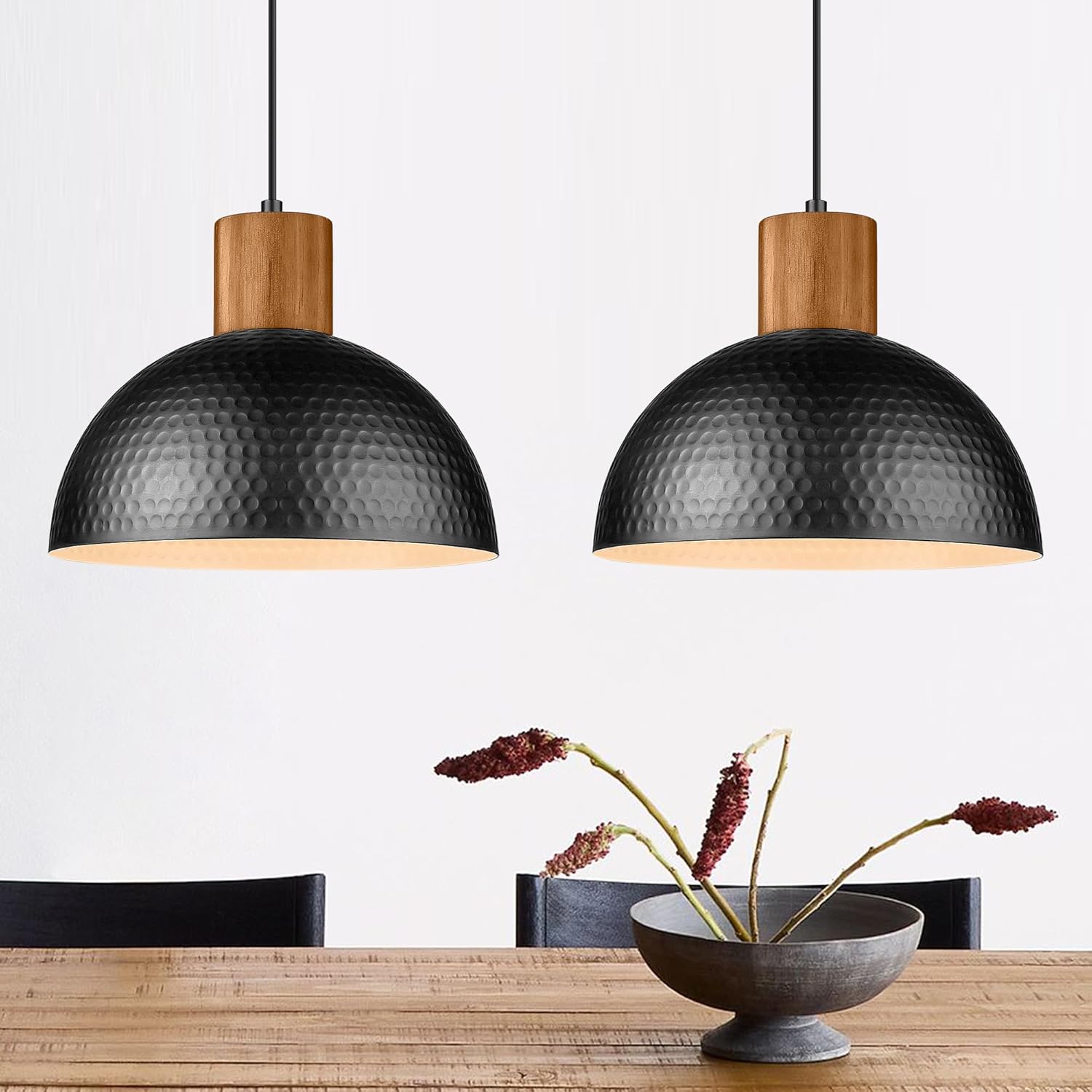 Hammered Pendant Lights by ELYONA - Industrial Metal Dome Design