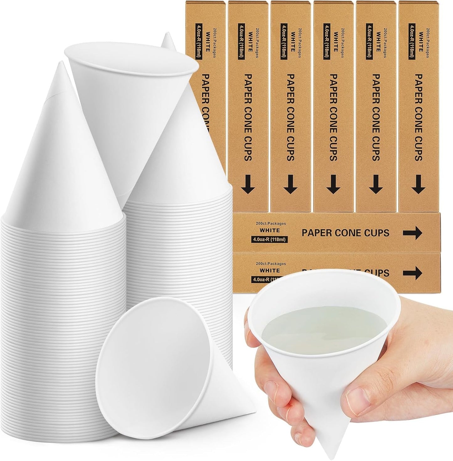 Roshtia 1600 Pcs Paper Cone Cups for Shaved Ice and Slushies