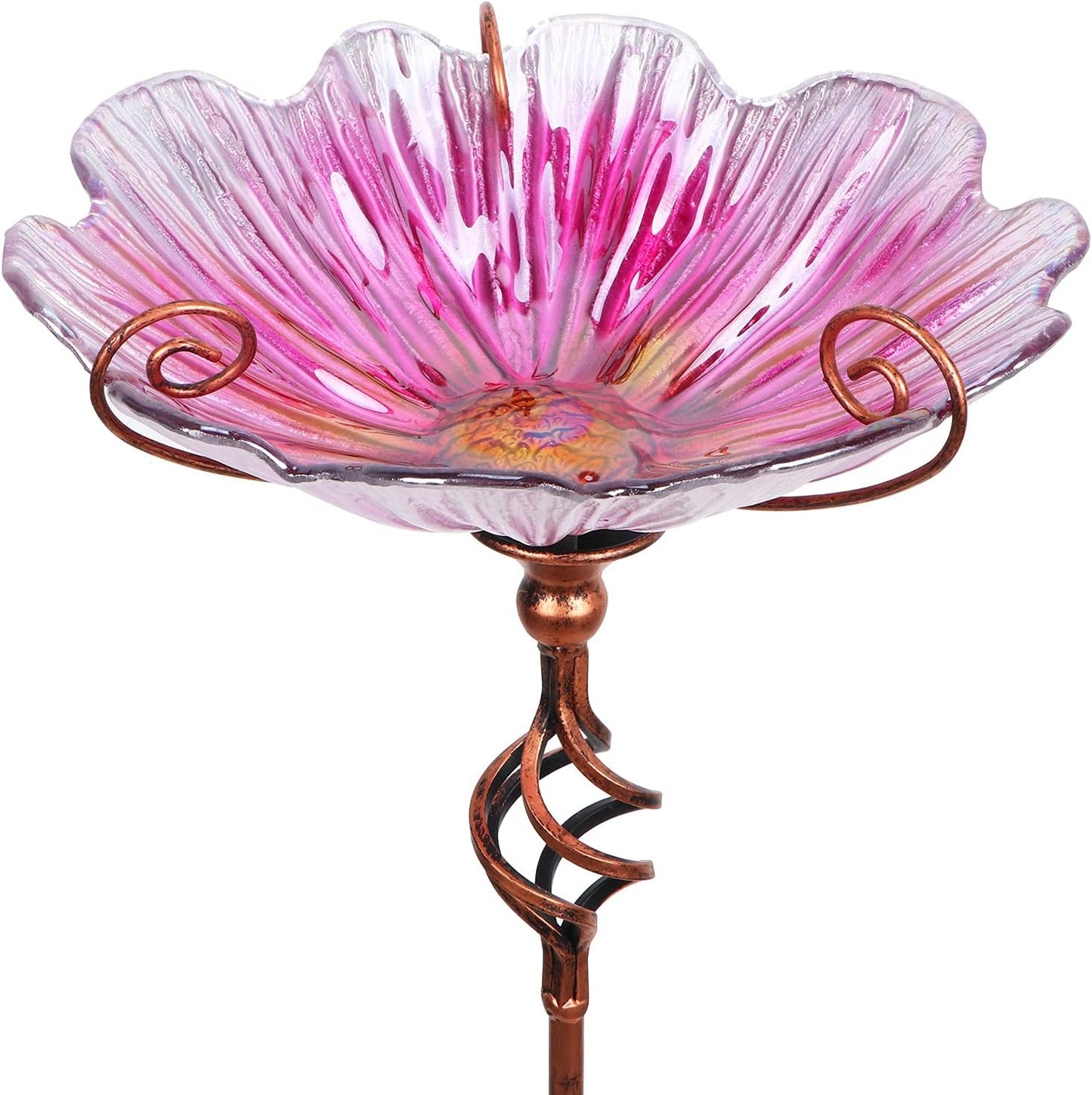 31 Inch Height Glass Birdbath for Garden Yard Outdoor Decor
