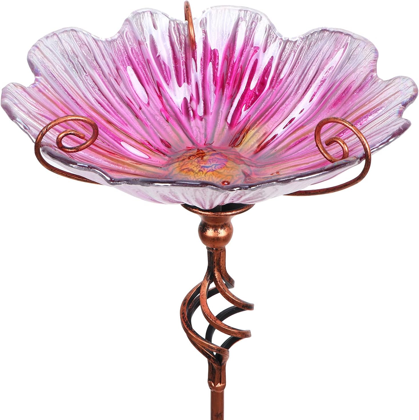 31 Inch Height Glass Birdbath for Garden Yard Outdoor Decor