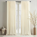 Ivory Velvet Curtains 96 in Long - Room Darkening Off White Panels