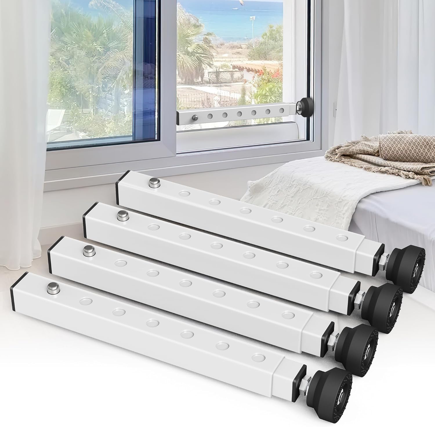 Adjustable Window Security Bar for Sliding Windows - 4 Pcs