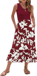 AUSELILY Womens Maxi Dress 2025 V Neck Tiered Sundress - With Pockets