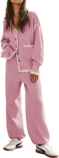 Trendy Women's 2 Piece Outfit Lounge Set with Cardigan and Pants