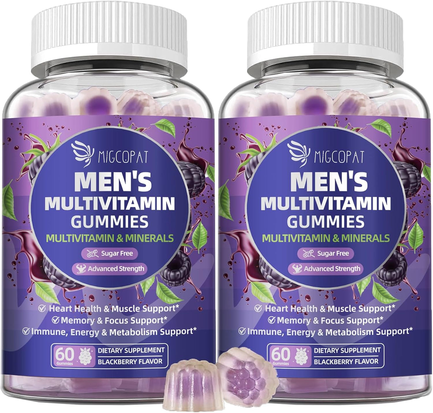 2-Pack Multivitamin for Men Gummies with Omega-3 and Probiotics