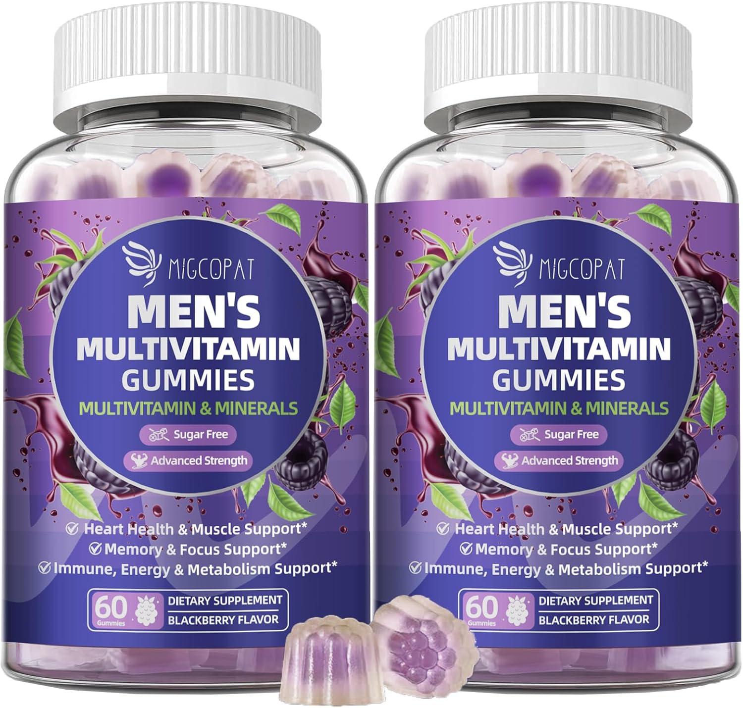 2-Pack Multivitamin for Men Gummies with Omega-3 and Probiotics