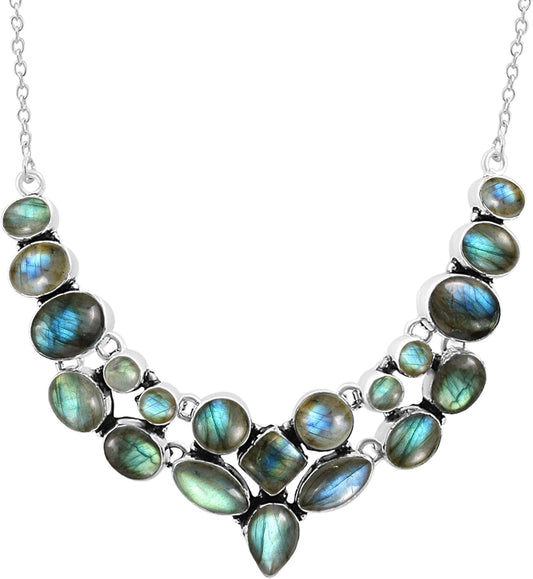 Natural Gemstones Necklace for Women - Vintage Boho Jewelry