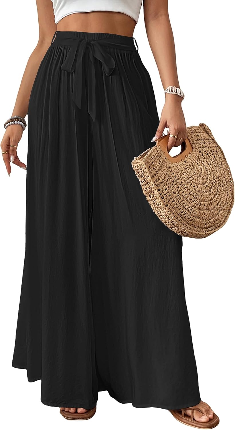 Bsubseach Wide Leg Pants for Women - Flowy Floral Palazzo Style