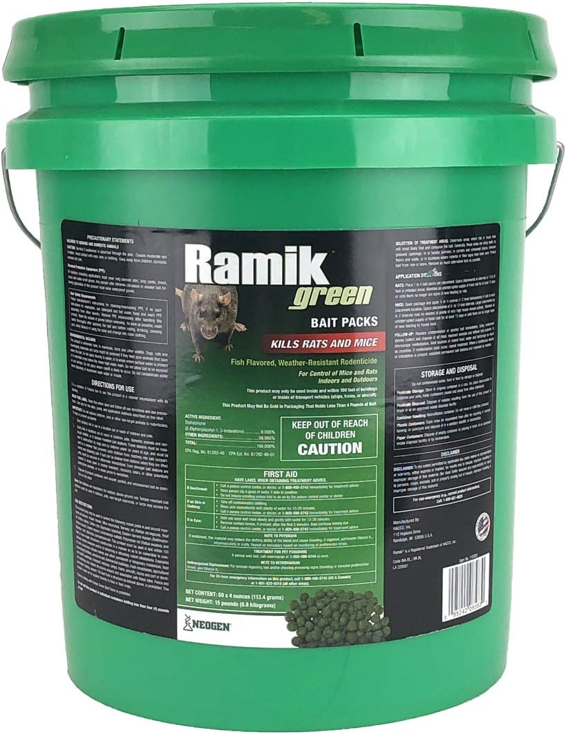 Ramik Green Rat and Mouse Bait 60 Pack Pail for Rodent Control