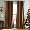 Back Tab & Rod Pocket Velvet Curtains 120 in Brown - Extra Long