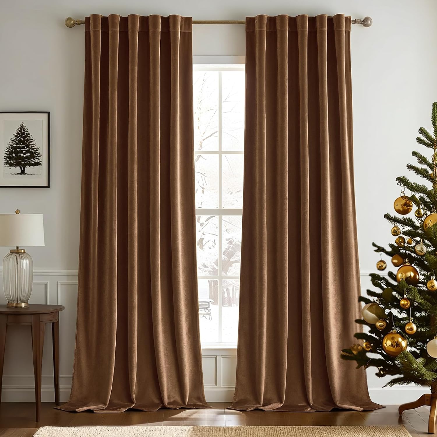 Cozy 120 Brown Velvet Curtains by Woaboy