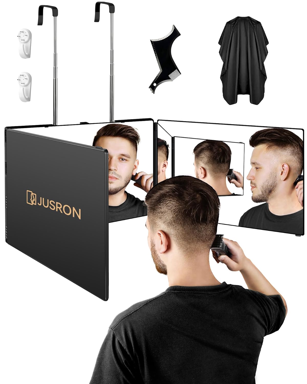 JUSRON 360 Viewing Angle Self Hair Cutting Mirror for DIY Styles