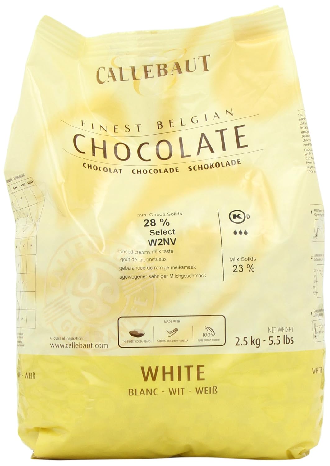 Callebaut W2 White Chocolate Callets for Baking and Confectionery