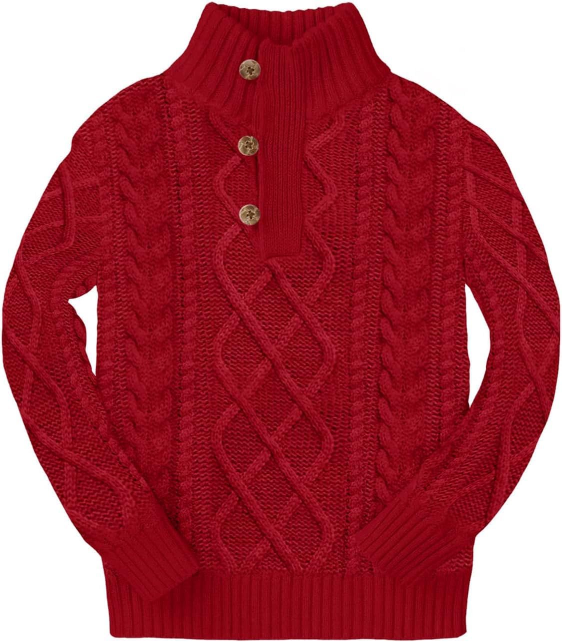Kingdenergy Kids Sweaters Boys Turtleneck Cable Knit Pullover