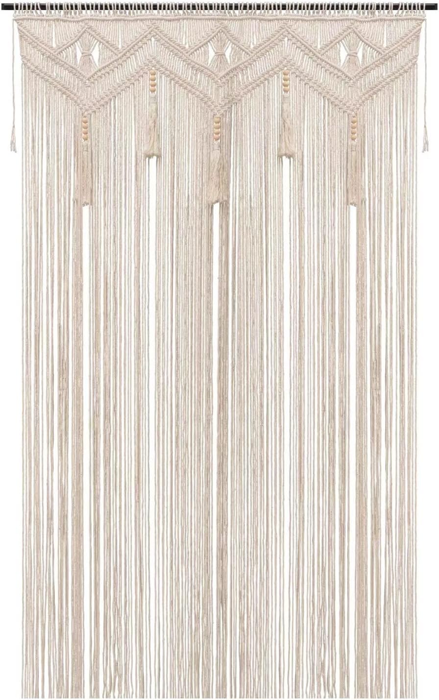 Boho Curtains for Bedroom Macrame Decor Large Beaded Panel
