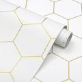 Hexagonal Wallpaper Geometric Peel and Stick Wallpaper - Gold
