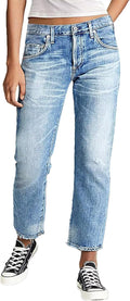 Straight Leg Jeans for Women Cropped Mid Rise - Raw Hem Fit